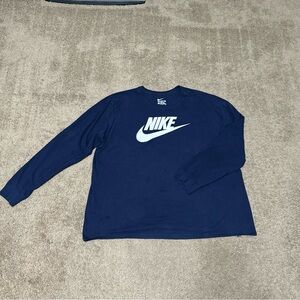 Nike The Nike Tee Long Sleeve Athletic Cut T-Shirt Navy Blue Men's XXL